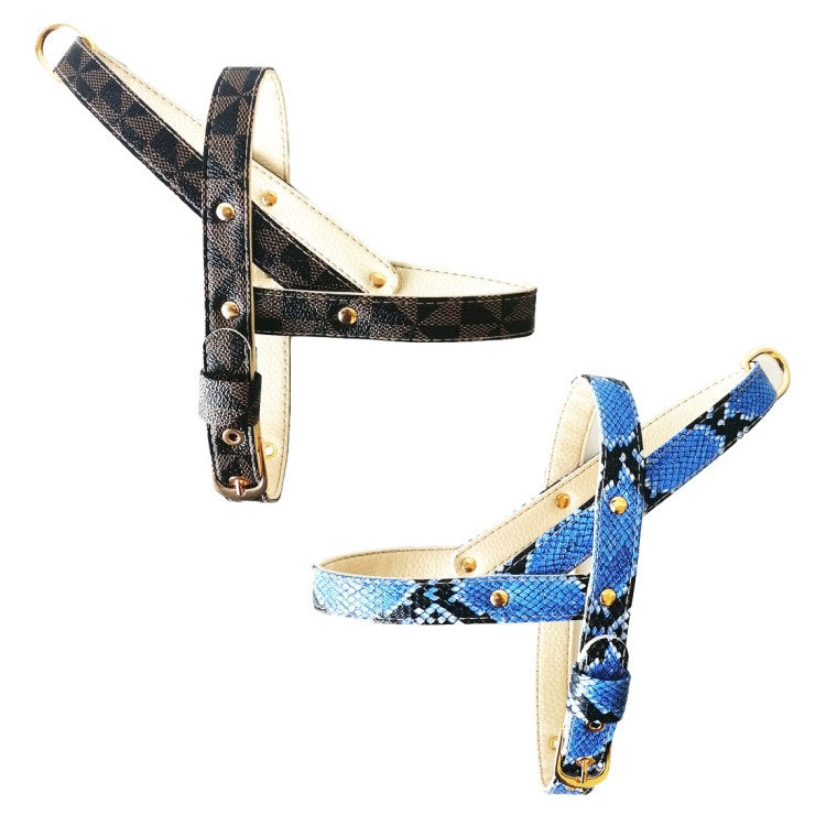 Hot Sale Soft Snake Pattern Leather Pet Chest Harness Leash